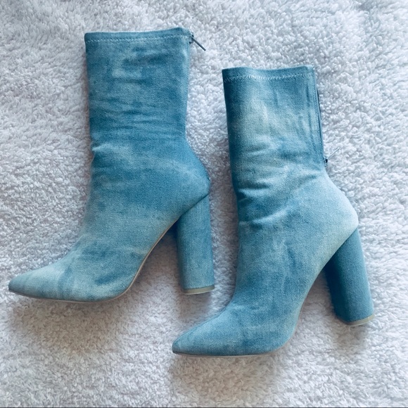 denim booties